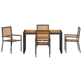 Garden Dining Set 5 pcs Black and Brown Poly Rattan 3365472