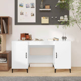 Desk High Gloss White 140x50x75 cm Engineered Wood 812777