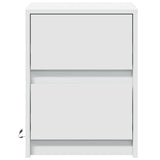 Bedside Cabinet with LED Lights White Engineered Wood 852033