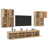 7 Piece TV Wall Cabinet Set with LED Lights Sonoma Oak 3216773