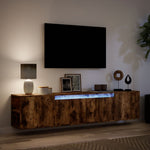 TV Wall Cabinet with LED Smoked Oak 180x31x39.5 cm 3307958