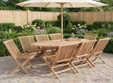 Garden Furniture Set 9 pcs Natural Solid Teak Wood 3418863