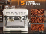 Bean to Cup Coffee Machine, Espresso Machine with Integrated Bean Grinder & Steam Wand, Cream White T3398P550309