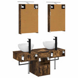 Bathroom Cabinet Set 5 pcs Smoked Oak Engineered Wood 3406275