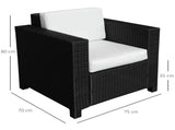 Single Seater Rattan Chair Sofa with 10 cm Thick Padded Cushion, All-Weather PE Wicker Weave Garden T3398P314708