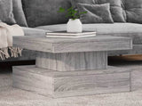 Coffee Table with LED Lights Grey Sonoma 50x50x40 cm 839845