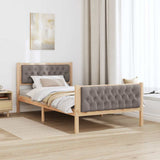Bed Frame with Headboard Taupe 100 x 200 cm Solid Pine Wood 878422