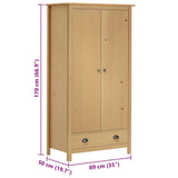 2-Door Wardrobe Hill 89x50x170 cm Solid Pine Wood 288947
