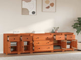 Sideboard with Drawer 5 pcs Wax Brown Solid Pine Wood 3424976