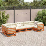 ZNTS 7 Piece Garden Sofa Set Wax Brown Solid Wood Pine 3299615