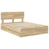 Bed Frame with Drawer Sonoma Oak 160 x 200 cm Engineered Wood 3412166