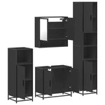 ZNTS 4 Piece Bathroom Furniture Set Black Engineered Wood 3301215