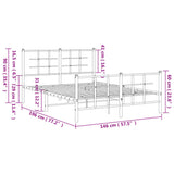 Bed Frame Black Powder-Coated Steel 140x190 cm Modern Bed Frame 355579