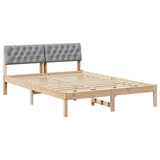Bed frame Brown and light grey 140 x 200 cm Solid pine wood 878674
