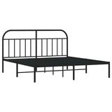 Bed Frame Black Powder-Coated Steel Double Bed Frame 353640