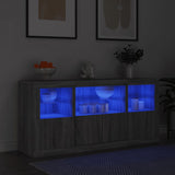 Sideboard with LED Lights Grey Sonoma 142,5x37x67 cm 3209070