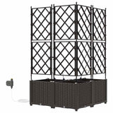 Garden Planter 3 pcs Brown 80 x 80 x 142 cm PP 42002831