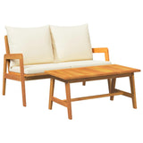 Bistro Set with Cushion 2 pcs Oil Natural Solid Acacia Wood 4106458