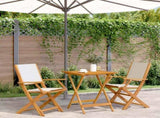 Bistro Set Cream White Solid Acacia Wood 2-Seater Foldable 3281808