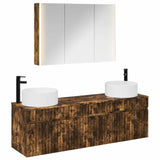 Bathroom Cabinet Set 4 pcs Smoked Oak Engineered Wood 3406667
