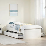 Bed Frame without Mattress with Drawers White 90x200 cm Solid Wood Pine 3308814