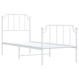 Metal Bed Frame without Mattress with Footboard White 75x190cm 373944