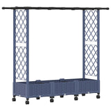Raised Bed with Trellis and Roof Grey 164 x 40 x 127 cm PP 3423114