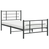 Bed Frame Black Powder-Coated Steel 107x203 cm Metal Bed Frame 355575