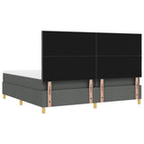Box Spring Bed with Headboard Dark grey 200 x 200 cm Fabric 3339722