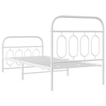 Metal Bed Frame without Mattress with Footboard White 90x190cm 377176