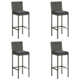 5 Piece Garden Bar Set with Cushions Poly Rattan Grey 3095424