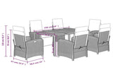 7 Piece Garden Dining Set with Cushions Black Poly Rattan 3212477