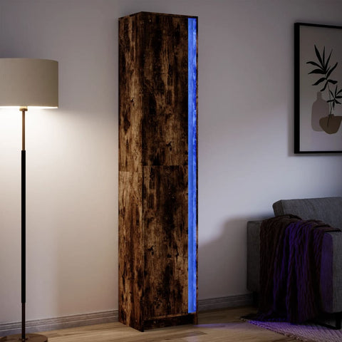 Highboard with LED Smoked Oak 41.5x32.5x200 cm Engineered Wood 3307902