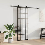 Sliding Door with Hardware Set Black 76x205 cm ESG Glass 3375933
