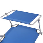 Sun Lounger with Canopy Steel Blue 42931
