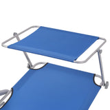 Sun Lounger with Canopy Steel Blue 42931