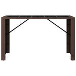 ZNTS Bar Table with Glass Top Brown 185x80x110 cm Poly Rattan 362599