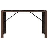 ZNTS Bar Table with Glass Top Brown 185x80x110 cm Poly Rattan 362599