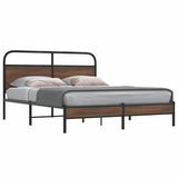 Bed Frame without Mattress 150x200 cm King Size Brown Oak Engineered Wood 4100466