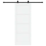 Sliding Door White and Black 83 x 211 cm Solid Pine Wood 3333367