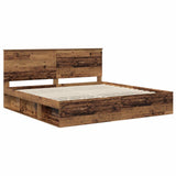 Bed Frame with Headboard Old Wood 200 x 200 cm Solid Pine Wood 3410972