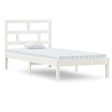 Bed Frame White Solid Pine Wood Single Durable Rectangular 3101184
