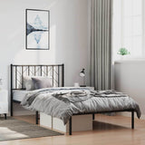 Metal Bed Frame without Mattress with Headboard Black 100x200cm 374432