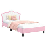 Children's Bed Frame with Headboard Pink 90 x 190 cm PU 42011082