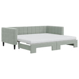 Daybed with Trundle and Mattresses Light Grey 90x190 cm Velvet 3196783