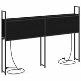 Storage Headboard with Charging Station Black oak 150 cm 859810