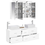 Bathroom Furniture Set 4 pcs White Engineered Wood and Glass 3406855