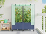 Garden Planter with Greenhouse Cover&Wheels 2 pcs Blue Grey PP 3422981
