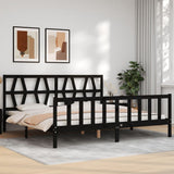 Bed Frame without Mattress Black 200x200 cm Solid Wood Pine 3192515