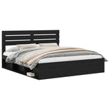 Bed Frame with Headboard Black 200 x 200 cm Solid Pine Wood 3411376